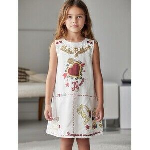 Miyaba White Sleeveless Dress 5-6 Yrs Amor Heart